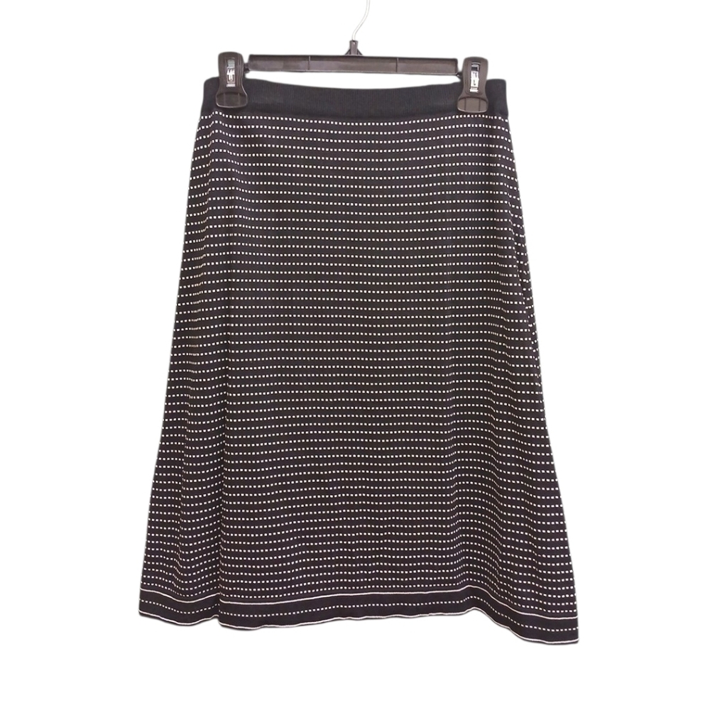 Due Per Due Black and White Polka Dot Print A-Line Skirt Size Small